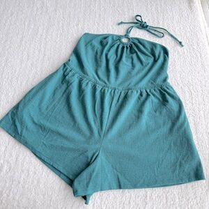 Old Navy Turquoise Halter Romper, Side Pockets, 2X